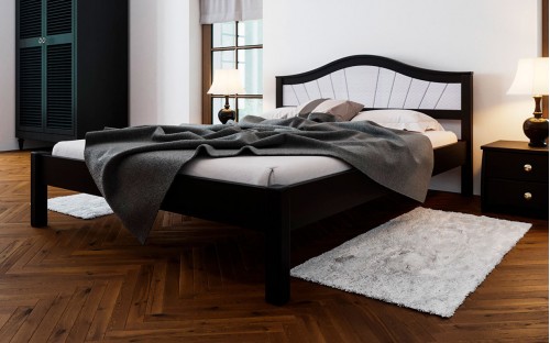 Ліжко Італія м'яке узголів'я дерев'яне ЧДК