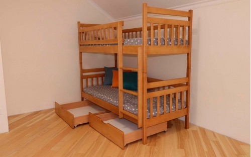 Кровать Том и Джерри трасформер двухъярусная деревянная массив бука Дримка
