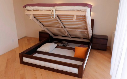 Кровать Амелия с подъемным механизмом деревянная массив бука Дримка