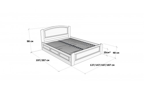 Кровать Эдель с подъемным механизмом деревянная массив бука Дримка