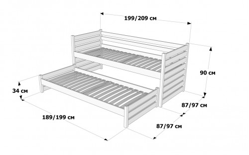 Ліжко Сімба з висувним спальним місцем дерев'яне масив буку Дрімка