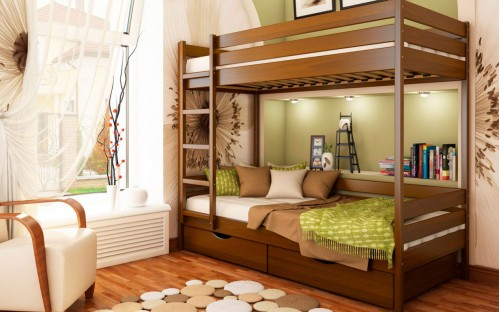 Кровать Дуэт двухъярусная деревянная бук Эстелла