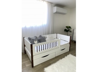 Ліжко Сімпл масив буку / МДФ + Подарунок: посилені ламелі