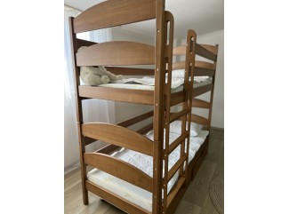 Ліжко Лаккі трансформер двоярусне масив буку + Подарунок: посилені ламелі