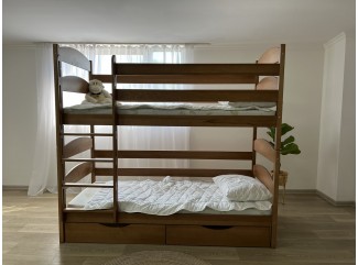 Ліжко Лаккі трансформер двоярусне масив буку + Подарунок: посилені ламелі