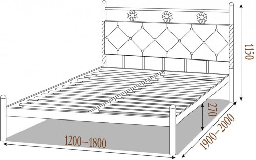Кровать Белла металлическая с мягким изголовьем Металл-Дизайн