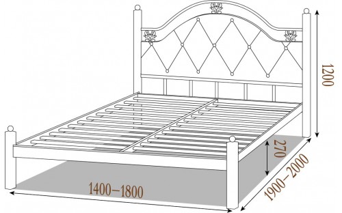 Ліжко Есмеральда люкс металеве з м'яким узголівьям Метал-Дизайн
