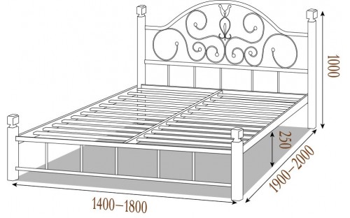 Ліжко Анжеліка металеве на дерев'яних ніжках ЗНЯТО