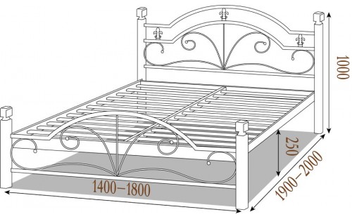 Ліжко Діана металеве на дерев'яних ніжках ЗНЯТО