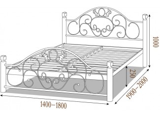 Ліжко Франческа металеве на дерев'яних ніжках ЗНЯТО