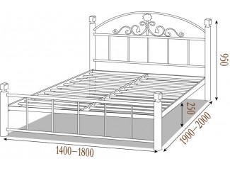Ліжко Кассандра металеве на дерев'яних ніжках ЗНЯТО