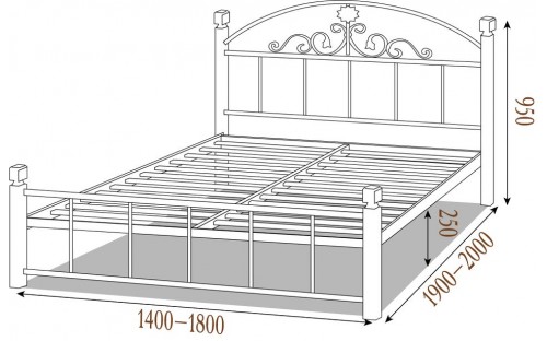 Кровать Кассандра металлическая на деревянных ножках СНЯТО