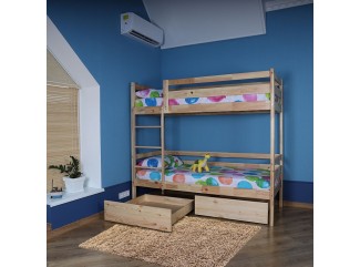 Ліжко Бебісон 4 (Babyson 4) двоярусне дерев'яне з шухлядами СпортБебі 80х190