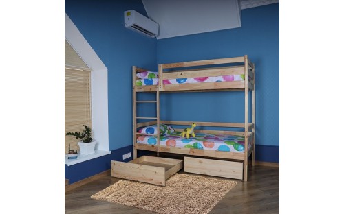 Ліжко Бебісон 4 (Babyson 4) двоярусне дерев'яне з шухлядами СпортБебі 80х190