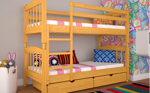 Ліжко Трансформер-3 бук/дуб дерев'яне дитяче Тис меблі знятий